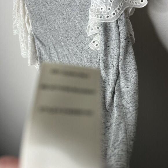 Rebecca Taylor Womens Ruffle Sleeve Dress Size Medium Gray Jersey Blend Boho - Picture 7 of 13